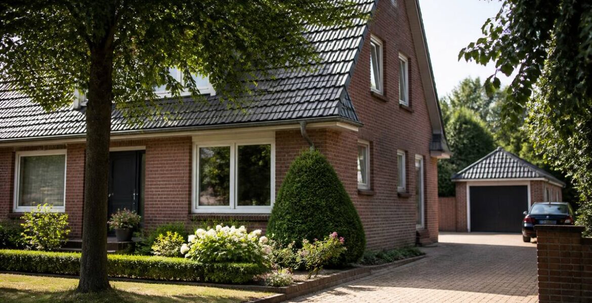Realisitische woning in Duitsland tijdens een bezichtiging bij daglicht